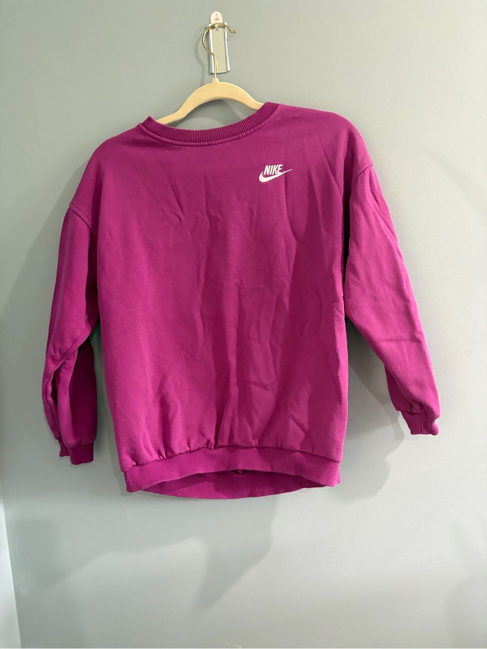 Nike Women's Crew Sweatshirt in Fuchsia with White Logo